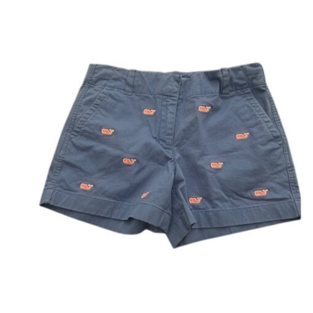 Vineyard Vines Kids Blue Embroidered Pink Whale Chino‎ Shorts Size 10